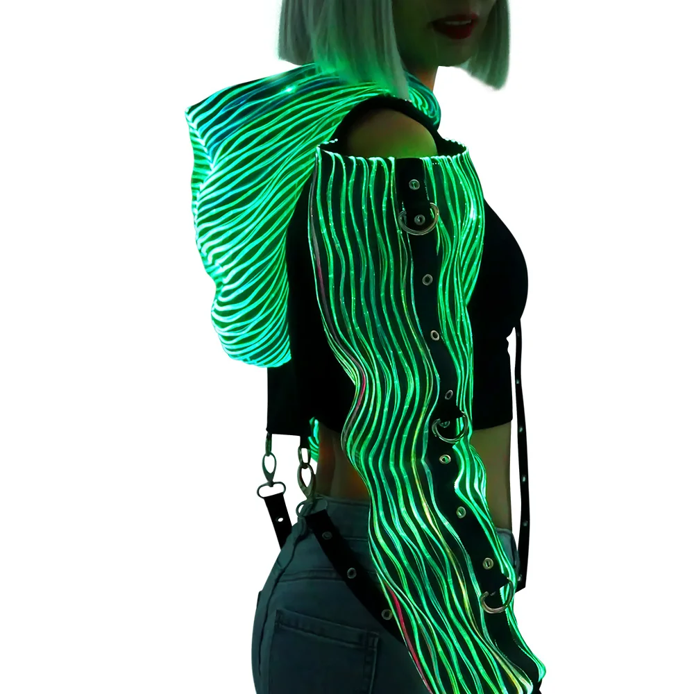 Multi Color Change Cyberpunk LED Light Emitting  Hoodie Light Up Party Luminous Jacket