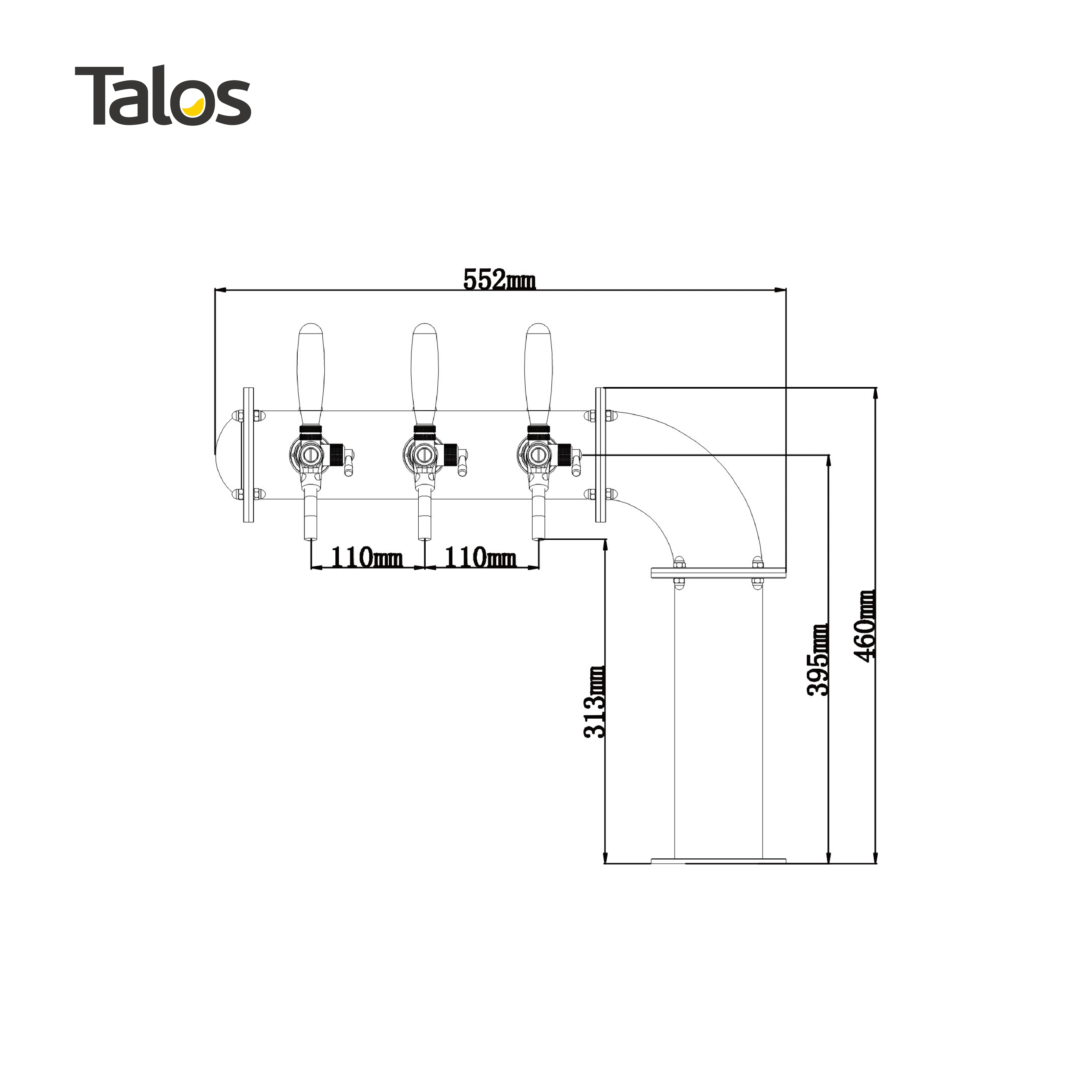 TALOS L Tower Stainless Steel 3 Tap Tower 85mm Beer Dispensing Equipment Draft Beer Tower (PVD)