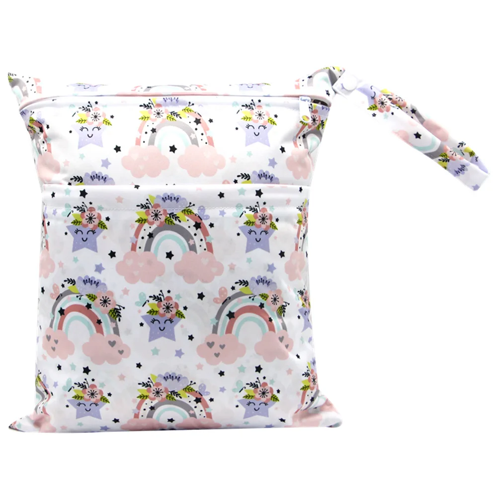 Double Zipper Pockets Waterproof Reusable Diaper Organizer Baby Cloth Diaper Wet Dry Bags