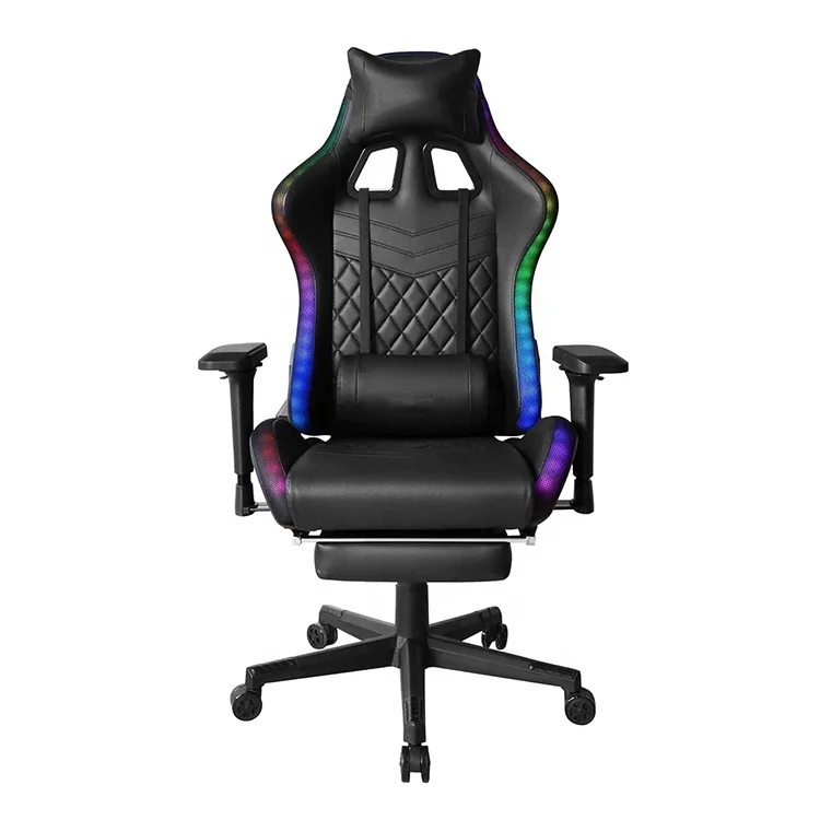 Free Sample Custom Logo High Quality Silla Reclining Computer LED Gaming Gamer Chair with Footrest Portable Handheld Misting Fan