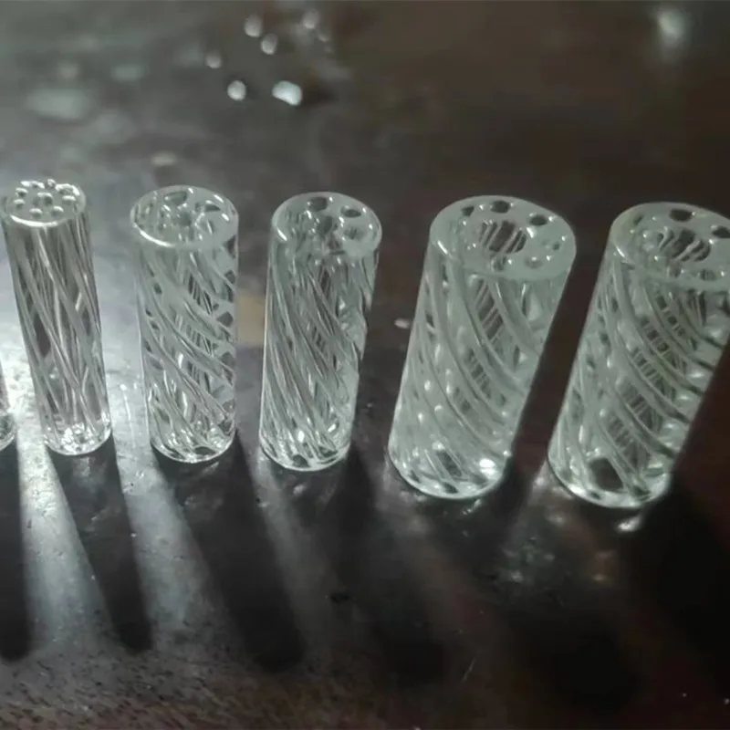 Hookah cigarette glass tips filter OEM logo 6mm 8mm 9mm 10mm 12mm 7 holes glass filter tips for joints wholesale