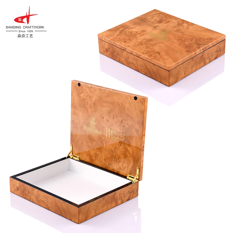 Samding High Quality Artisan Stash Packaging Glossy Lacquer Cocomelon Empty Wooden Craft Candy Chocolate Box