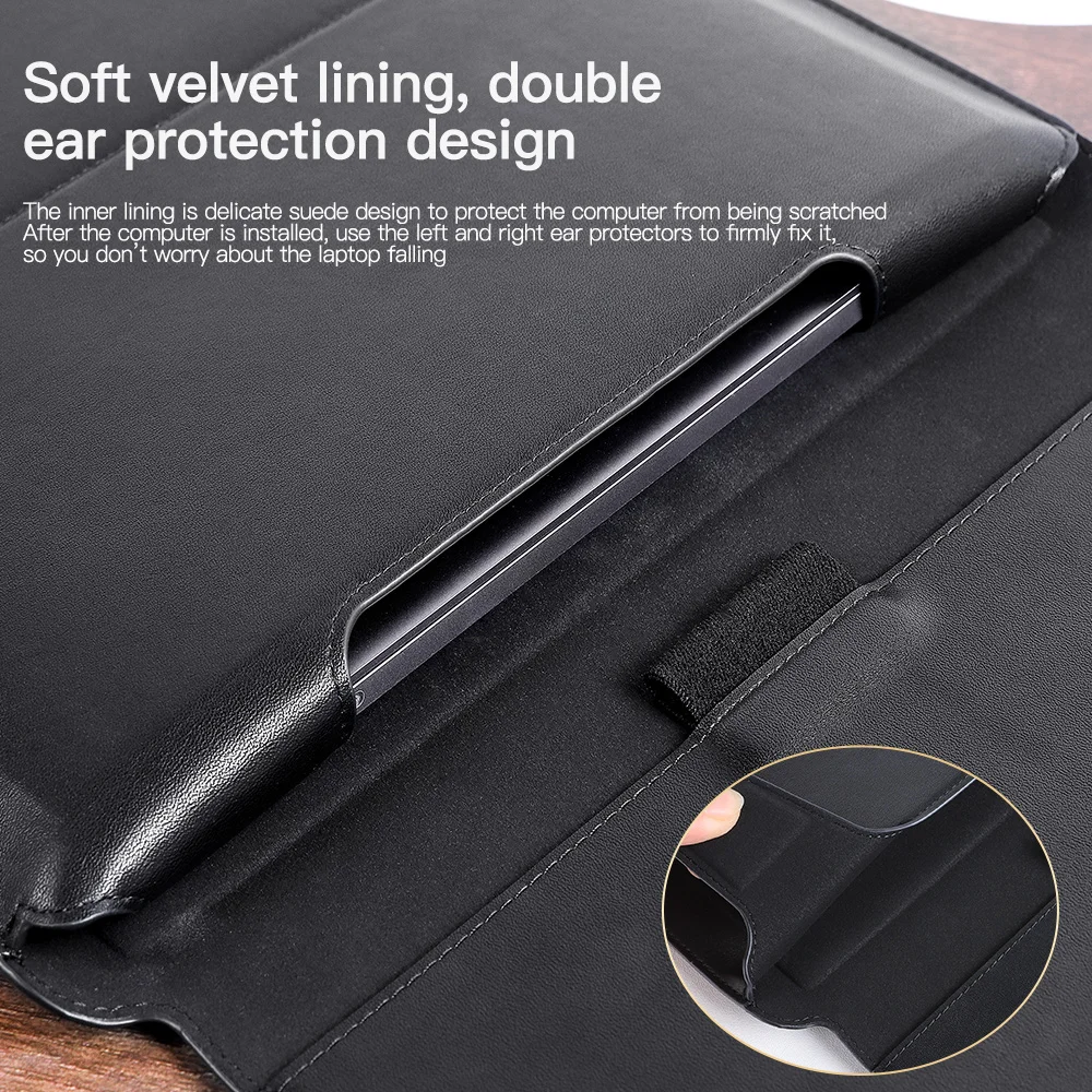 Good Quality Shockproof Laptop Sleeve Case Magnetic Laptop Sleeve Stand Bag Leather 4 in 1 Unisex Laptop Bag