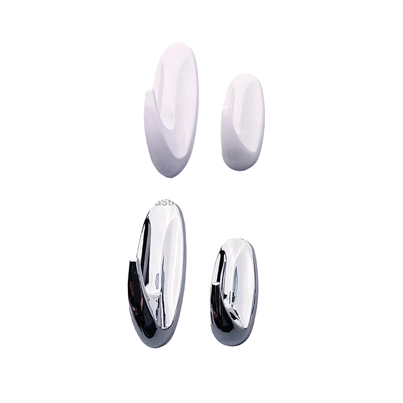 Self-Adhesive ABS Plastic Wall Hooks White Chromed Stick-On Removable Sticky Small Large Multifunctional Sundries Bulk Box