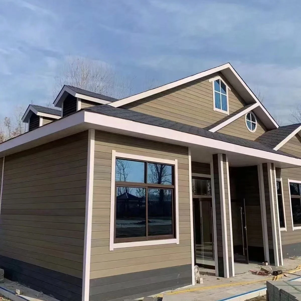 external wood plastic composite wall siding easy installation 3d embossed wpc slatted cladding panel for house building