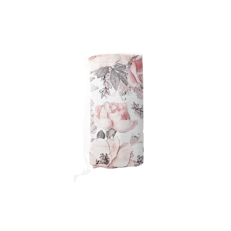
Vintage Rose Soft & Silky Cotton / Rayon Bamboo Double Gauze Floral Muslin Baby Swaddle Blanket 