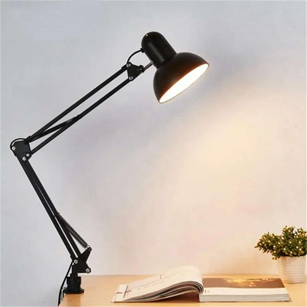 USB Office Studio Bulb Table Black Desk Light for Bedroom Long Arm Architect Table Decorative Daylight Hotel Stand