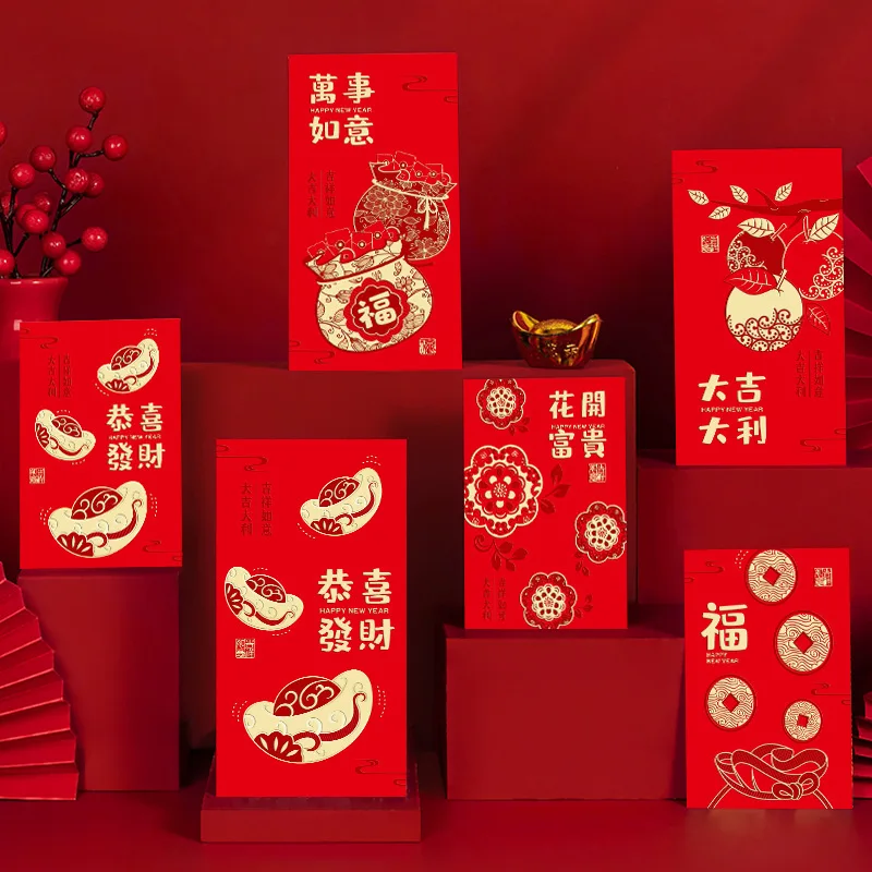 New Custom Rabbit Year Wallet Pocket Foil Printed Envelope Chinese New Year Red Envelope