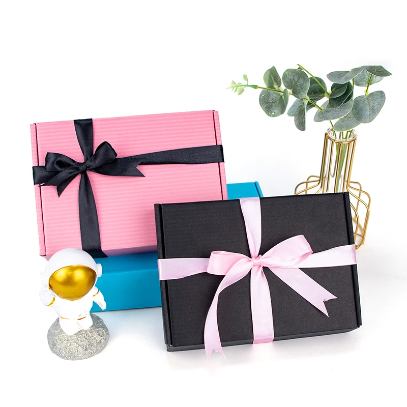 Luxury Design Private Label Corrugated Board Wig Weave Packaging Hair Extension Paper Box With Silk ribbon