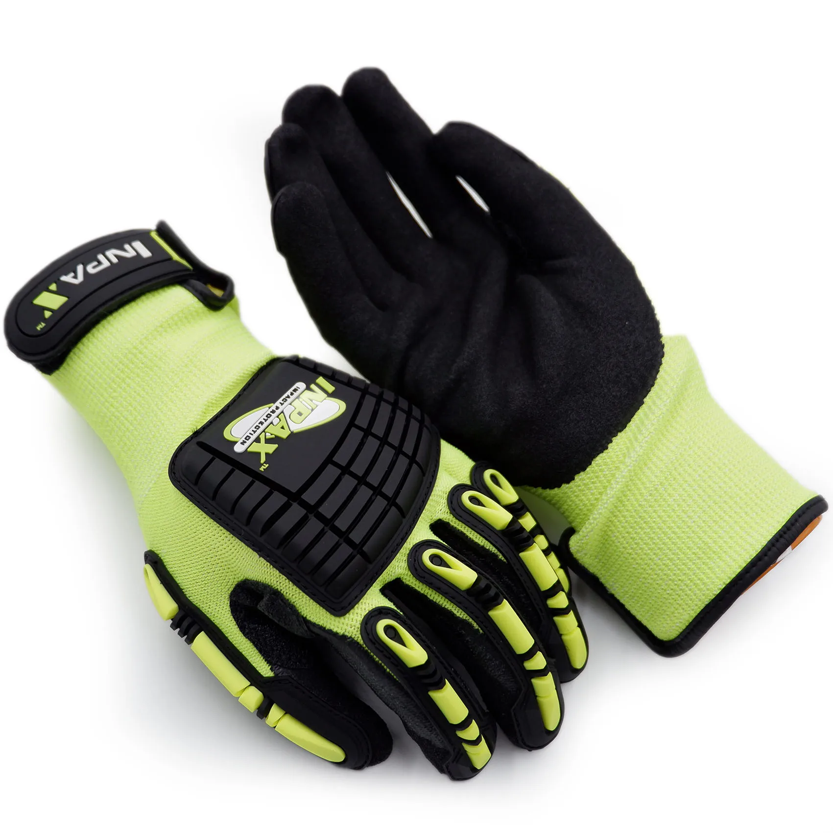 
Black green Impact Abrasion Water Proof Resistant Machinery Industry safety working labor Gloves 