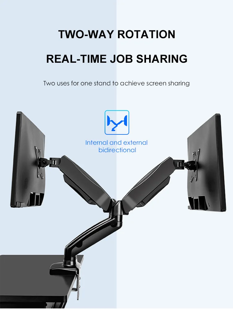 Dual Monitor Mounts Monitor Arms Stand Support, Full Motion Swivel gas spring for 10'-27' LCD Computer vesa Monitor