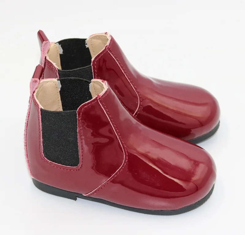 2019 new fashion elastic kids red classy leather boots hard sole winter leather boots
