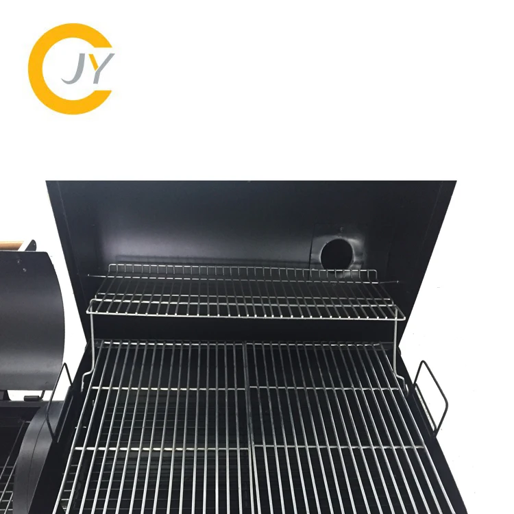Charcoal BBQ Grill/Offset Smoker with Trolley/Large Chimney for outdoor Backyard