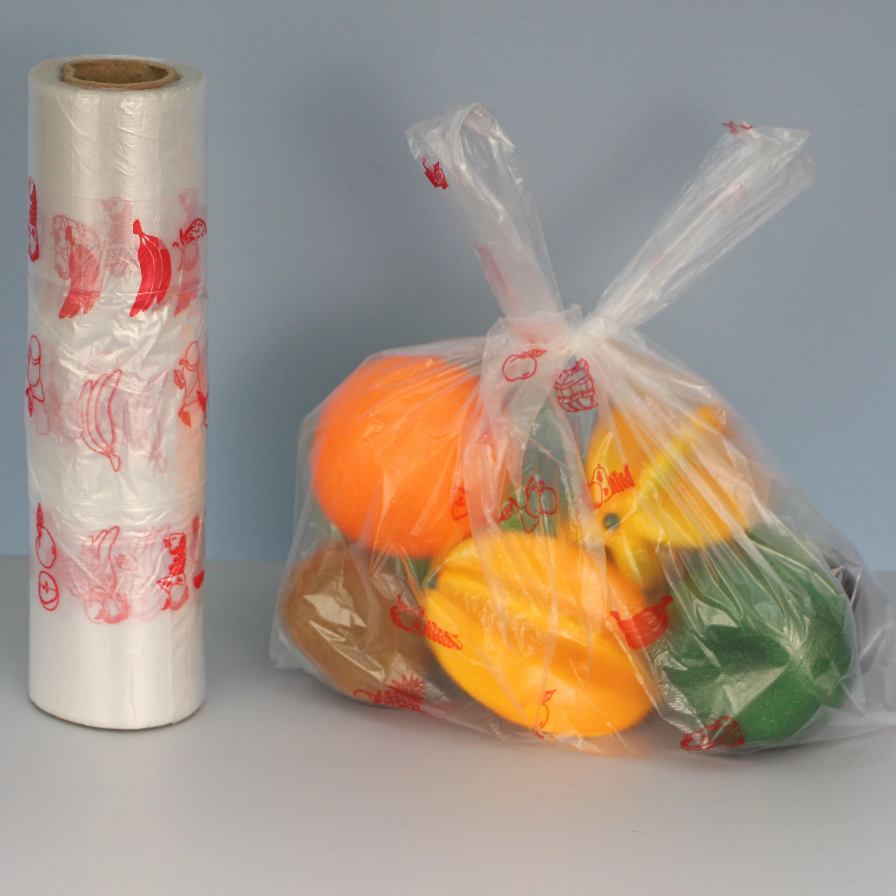 Clear HDPE Plastic T-shirt Bag on Roll plastic food bags for supermarket