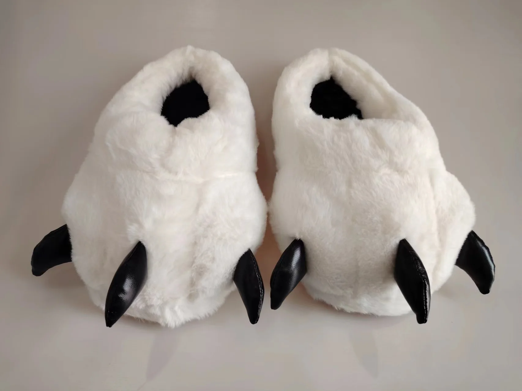 Wholesale custom design winter plush fur stuffed animal claw cotton men women home indoor slipper