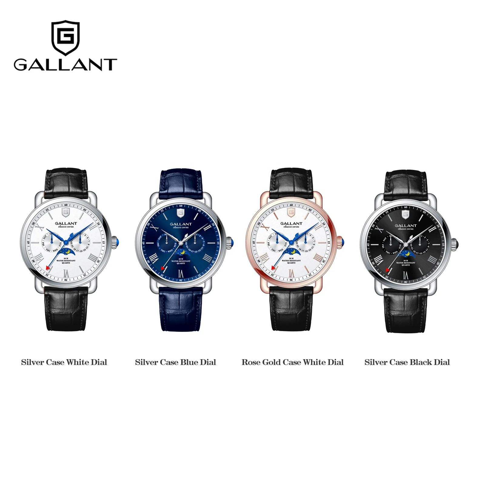 new moon phase watch 5 atm water resistant japan movt custom logo watches men