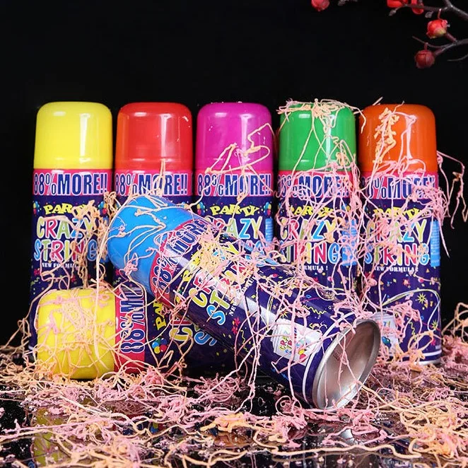 Colorful Non Toxic Birthday Party Crazy Silly String For Stage Special