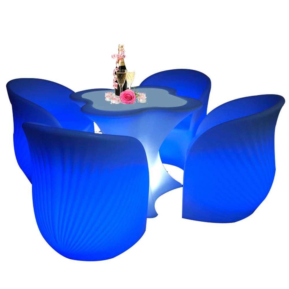 Poseur Bistro Pub led glowing bench /sofa outdoor plastic garden furniture led tables and bar chairs used