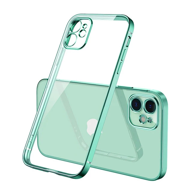 
Amazon Hot Luxury Square Plating Back Cover for iPhone 7 8 Plus XR XS 11 Pro Max Clear Cell Phone Case for iPhone 12 Case 