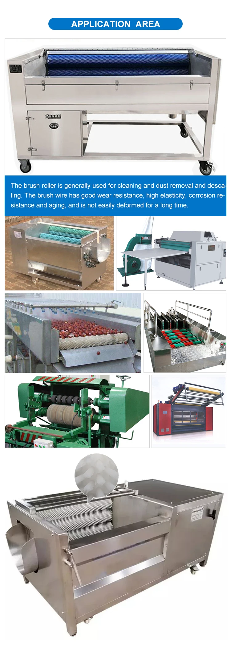 Cylinder Roller Cleaning Brush Surface Abrasive Winding Sweeper Brush