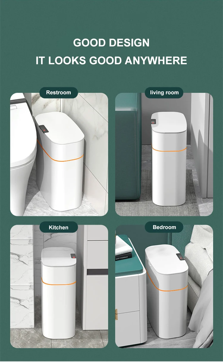 Hot Sale Intelligent Automatic Kitchen Portable Charging Rubbish Dust Plastic Garbage Trash Can Waste Bins