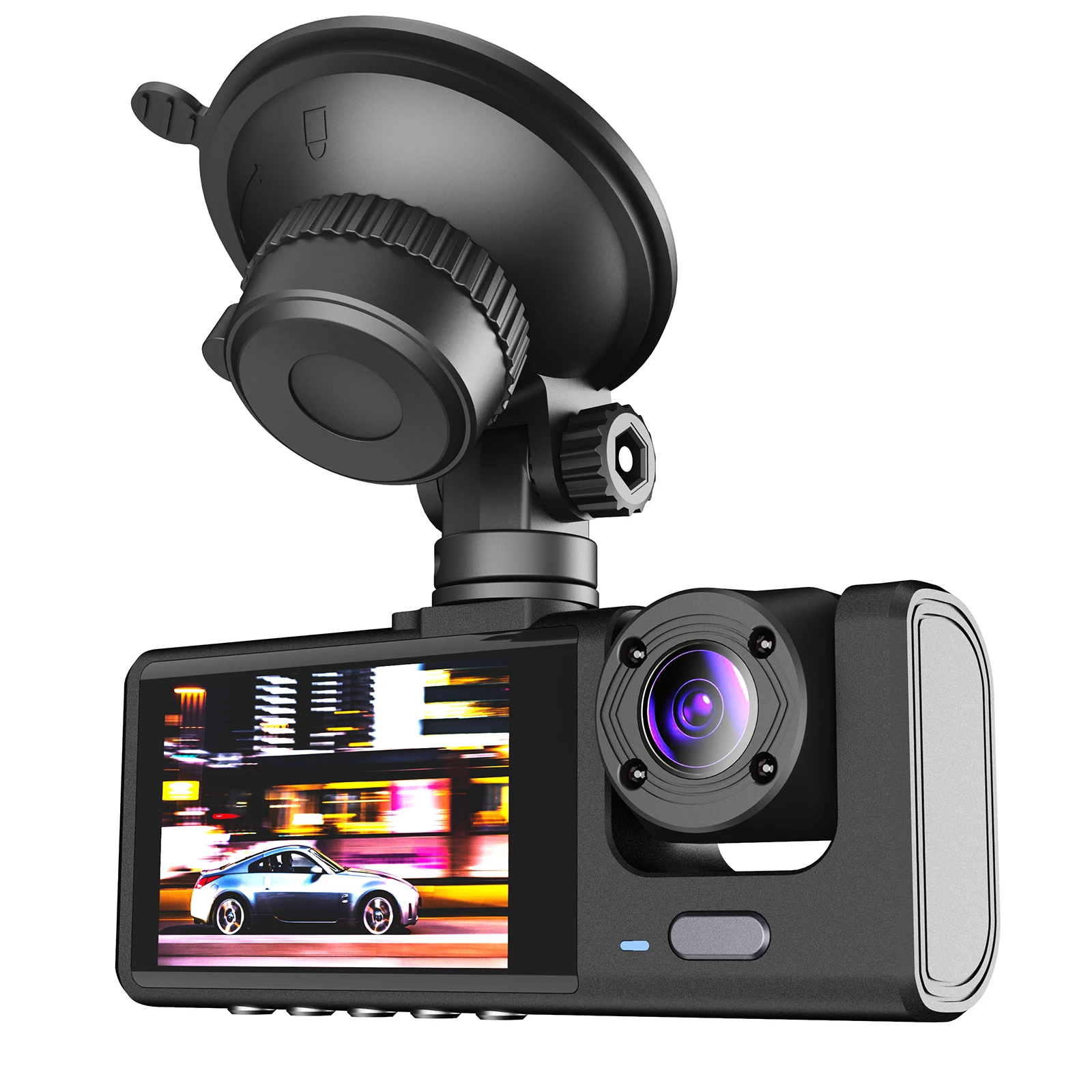3 Lens 1080P Dash Cam Type-C USB 2 inch Screen Car Camera 170 Degree Wide View Angle