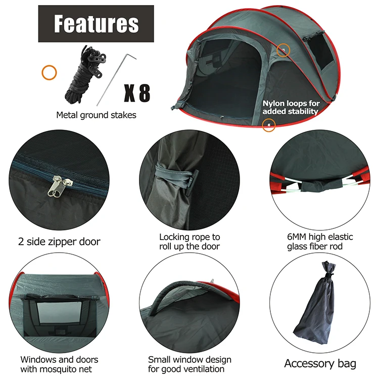 HOMFUL Wholesale Large Automatic Instant Tent Waterproof Camping Tents Pop Up Outdoor Tents