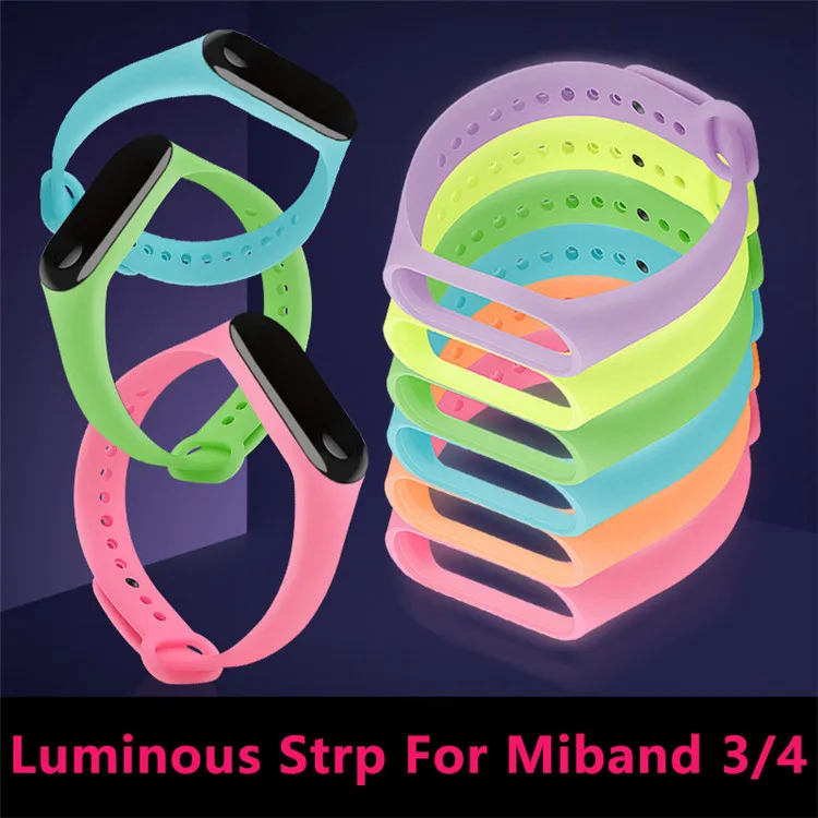 
Luminous Mi band 3 4 Strap mi3 watchbands accessories Night Light wrist Replacement for Xiaomi miband 3 4 smartband 