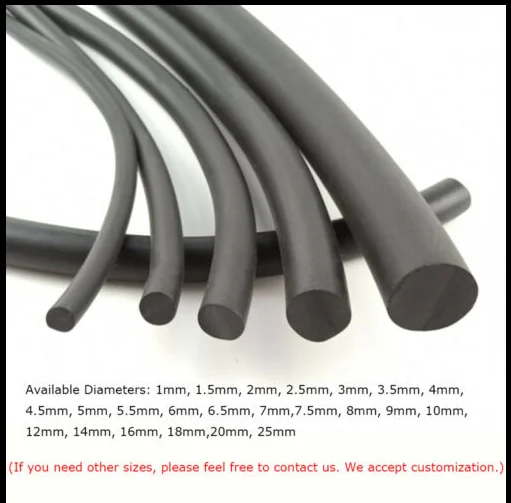 Fluorine Rubber  Solid round O ring cord for machinery Dia 3mm