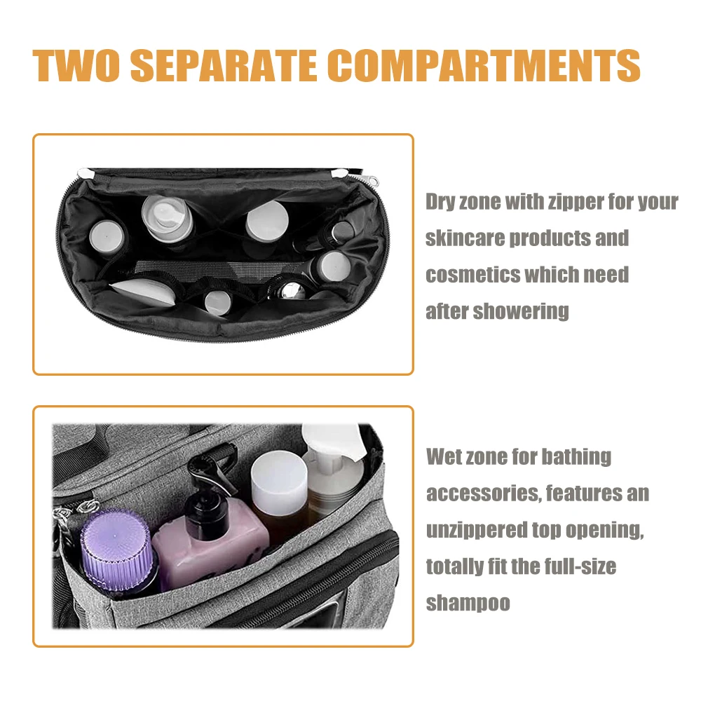 Portable Shower Caddy Tote Bag With Mesh Base and Metal Hook For Student Gym Camp Hanging Toiletry Bath Bag Shower Bag