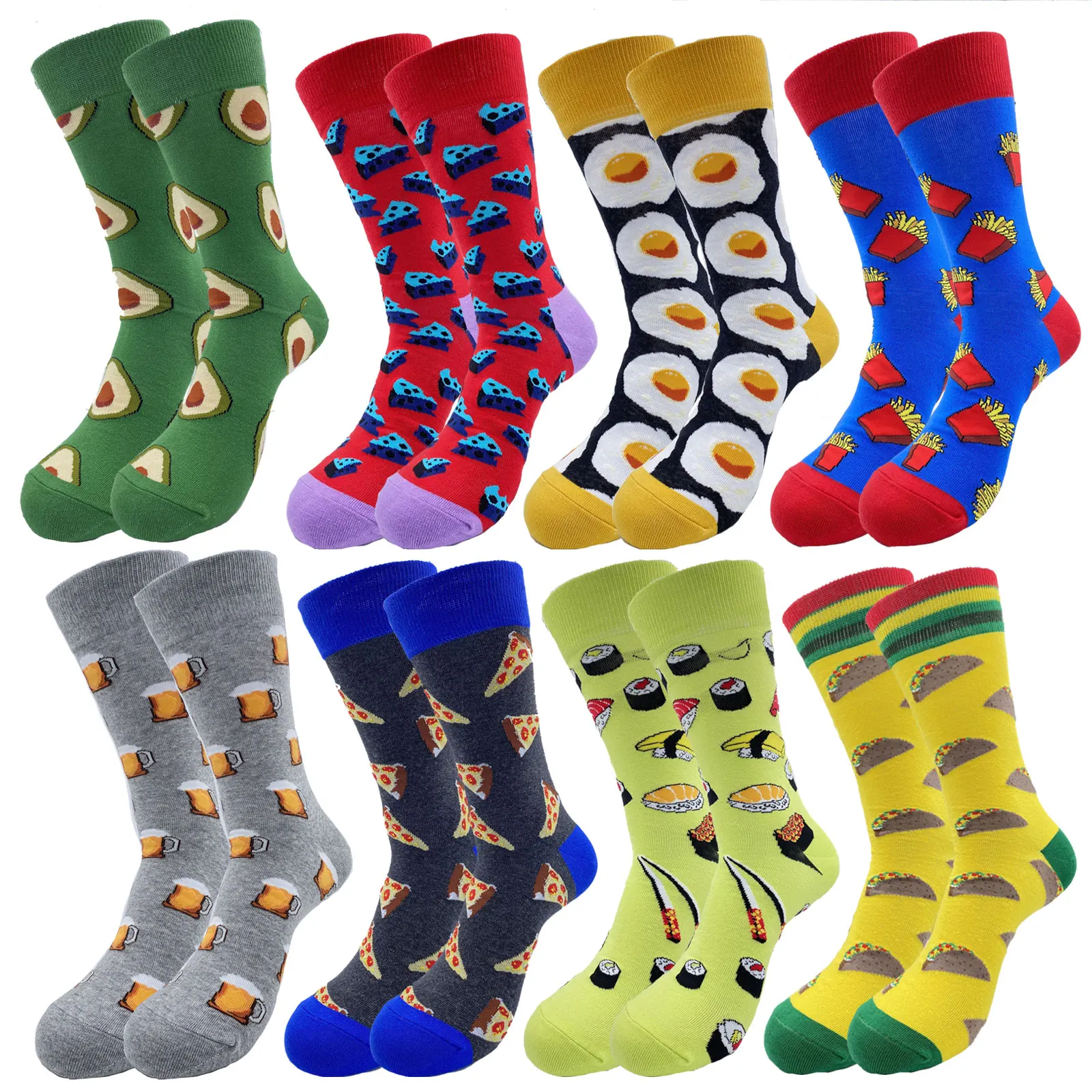 Men Fashion Print Harajuku Cotton Sports Running Crew Socks Cool Funny Hiphop Casual Pastel Pack Long Tube Set