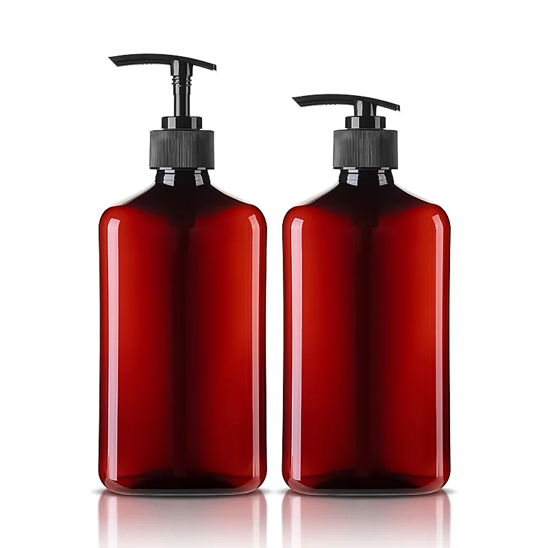 Factory direct 500ml square large flat PET cosmetics bottles foam pump plastic bottle