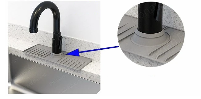 Gray Silicone Faucet Mat Kitchen Sink Splash Guard Upgraded Bathroom Faucet Water Catcher Mat