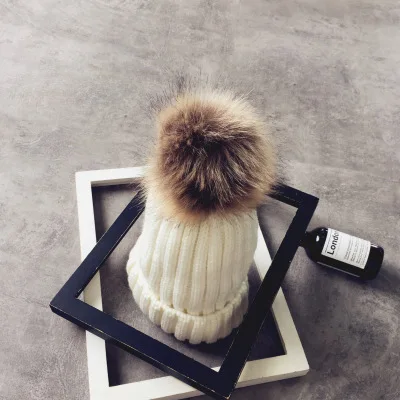 
New arrival warm winter Korean detachable Pompom beanies hat outdoor travel thick knitted family warm winter wool fur hat 