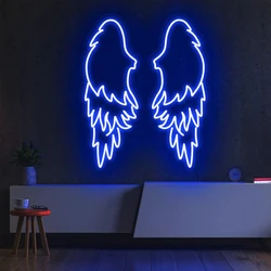 Drop Shipping Angel Wings for GIRL Gift Wall Room Decoration alas de angel de neon props led neon sign light happy birthday