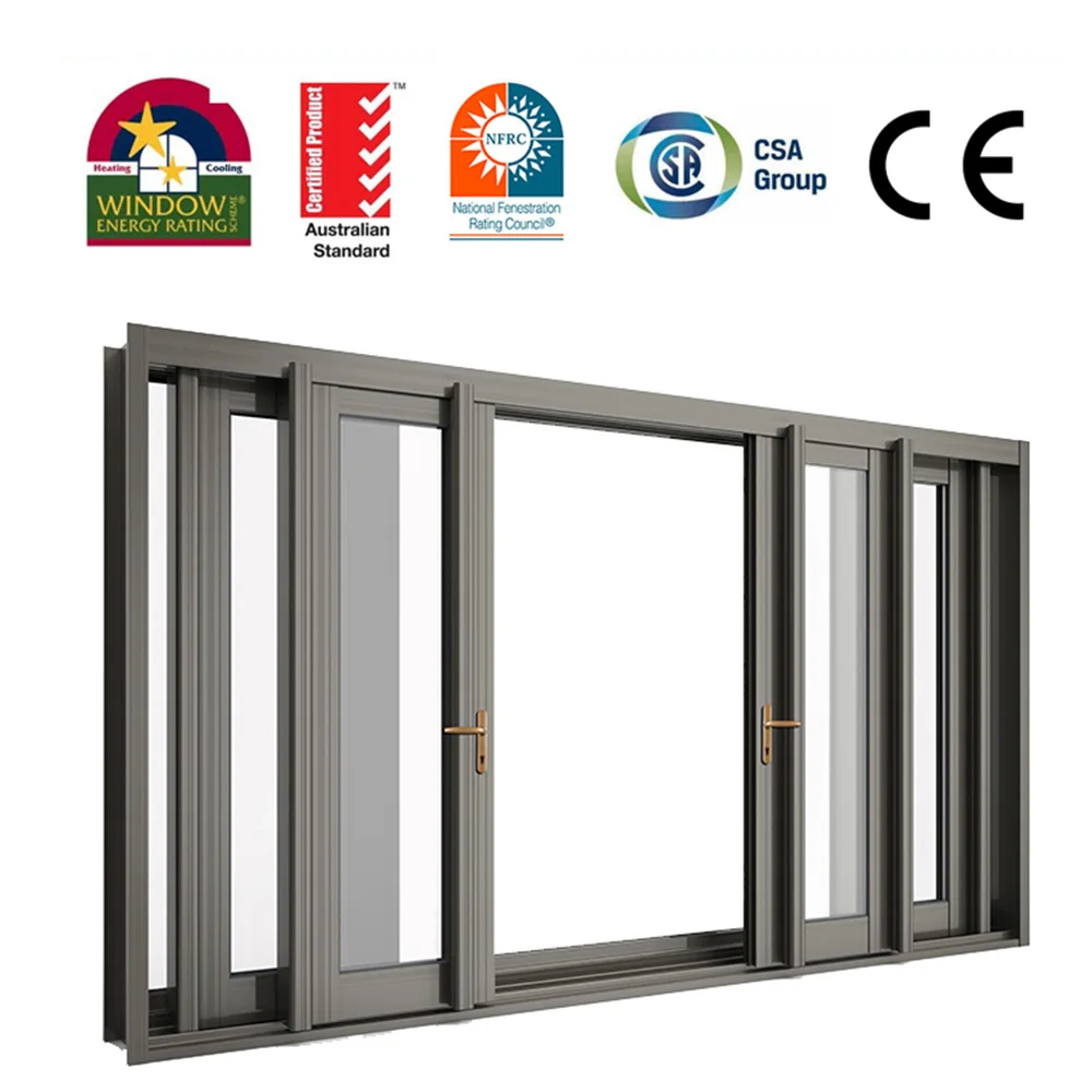EEHE Door Double Glazed Patio Sliding Door with Screen Aluminum Alloy Balcony Sliding Glass Wooden Box Swing Security Doors