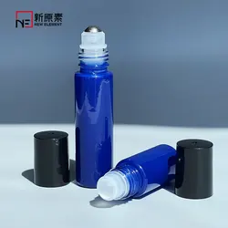 New Element custom logo 5ml 10ml essential oil blue glass perfume roller bottle