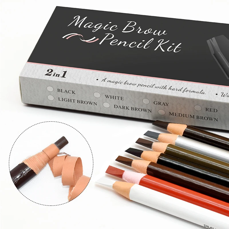 PM Beauty Custom Duckbill-Shape Sharpener Razor Eyebrow Pencel Waterproof Wooden Eyebrow Pencil kits