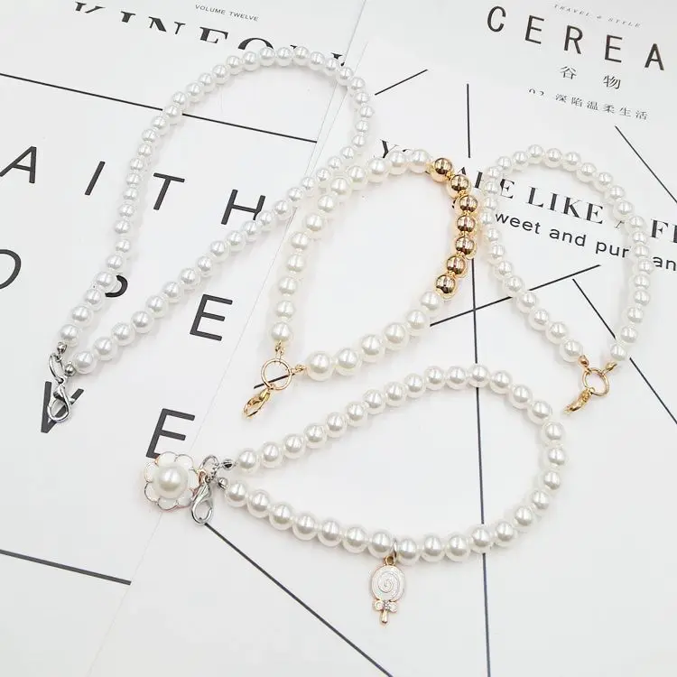 fashion jewelry woman plastic fake pearl key chain cell phone Straps for Mobile Phone case