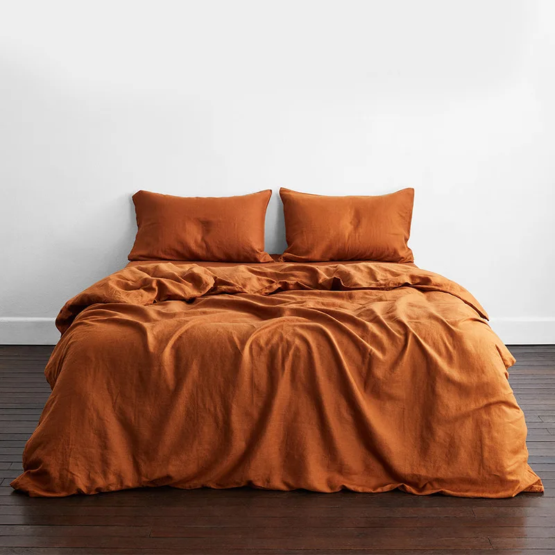 Luxury 100% pure linen imported from France duvet sheet  fitted sheet pillowcase bedding set