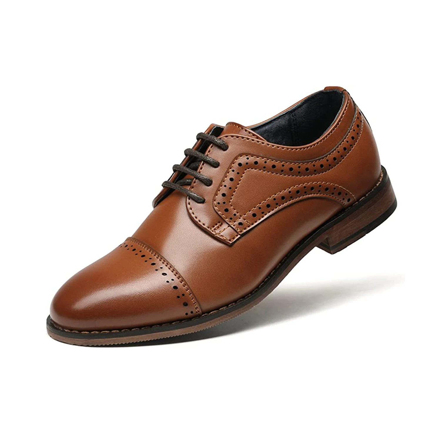 Мужские классические туфли из натуральной кожи броги оксфорды с эластичным ремешком Формальные для мужчин