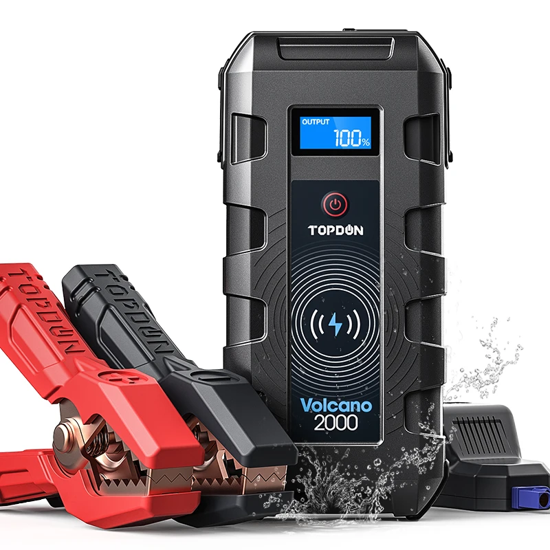  TOPDON Volcano 2000A Peak Portable automotive car jump starter booster battery tool for a flat 12V