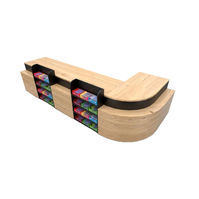 Convenience Store Wooden Checkout Table Customized Wooden Cash Counter