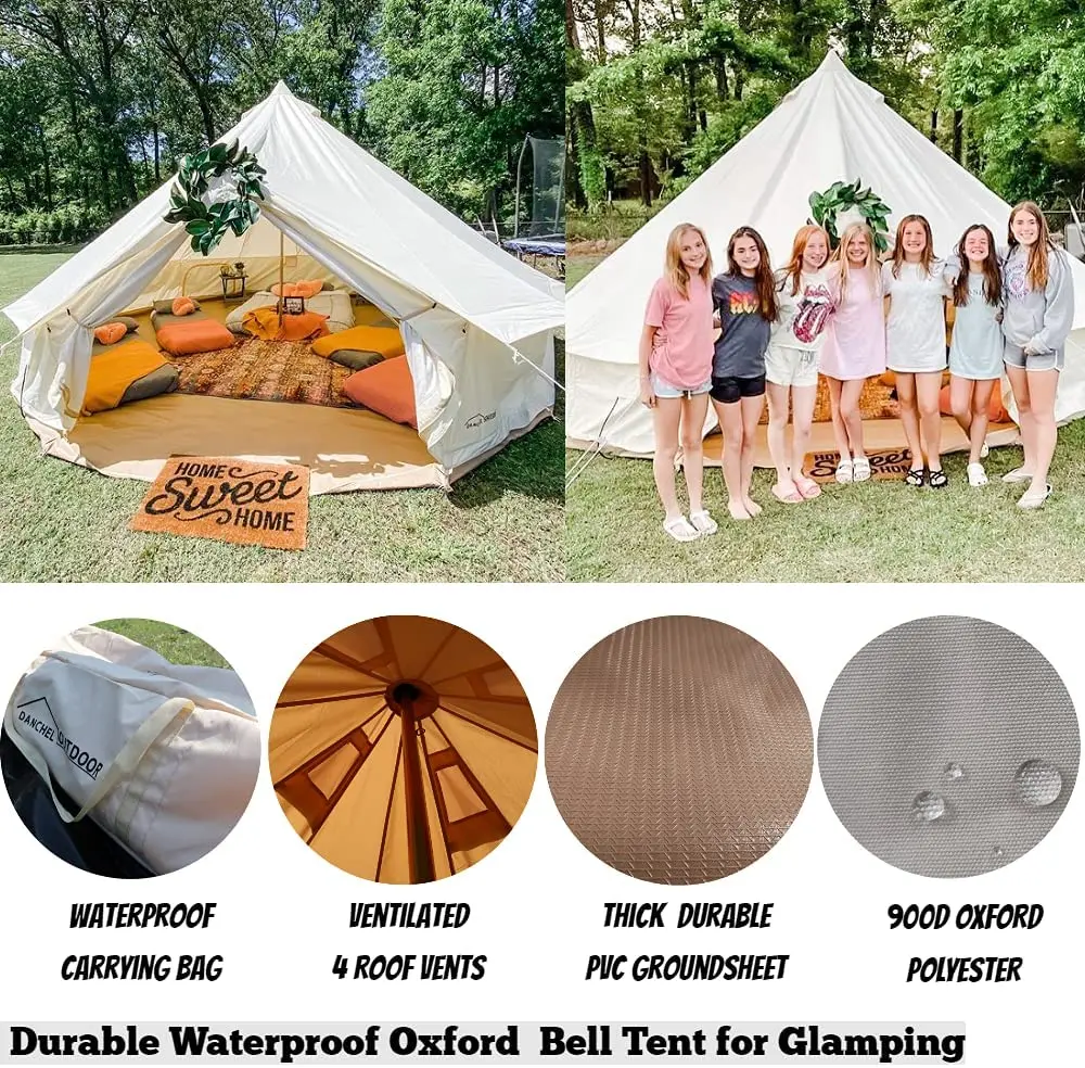4 Season Oxford Glamping Tent  Waterproof Yurt Tent Bell Tent for Camping