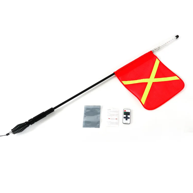 Mining warning Fiberglass Single Pole X Flag safety Whip LED flagpole light LED mining light Super bright mining light Spring ba