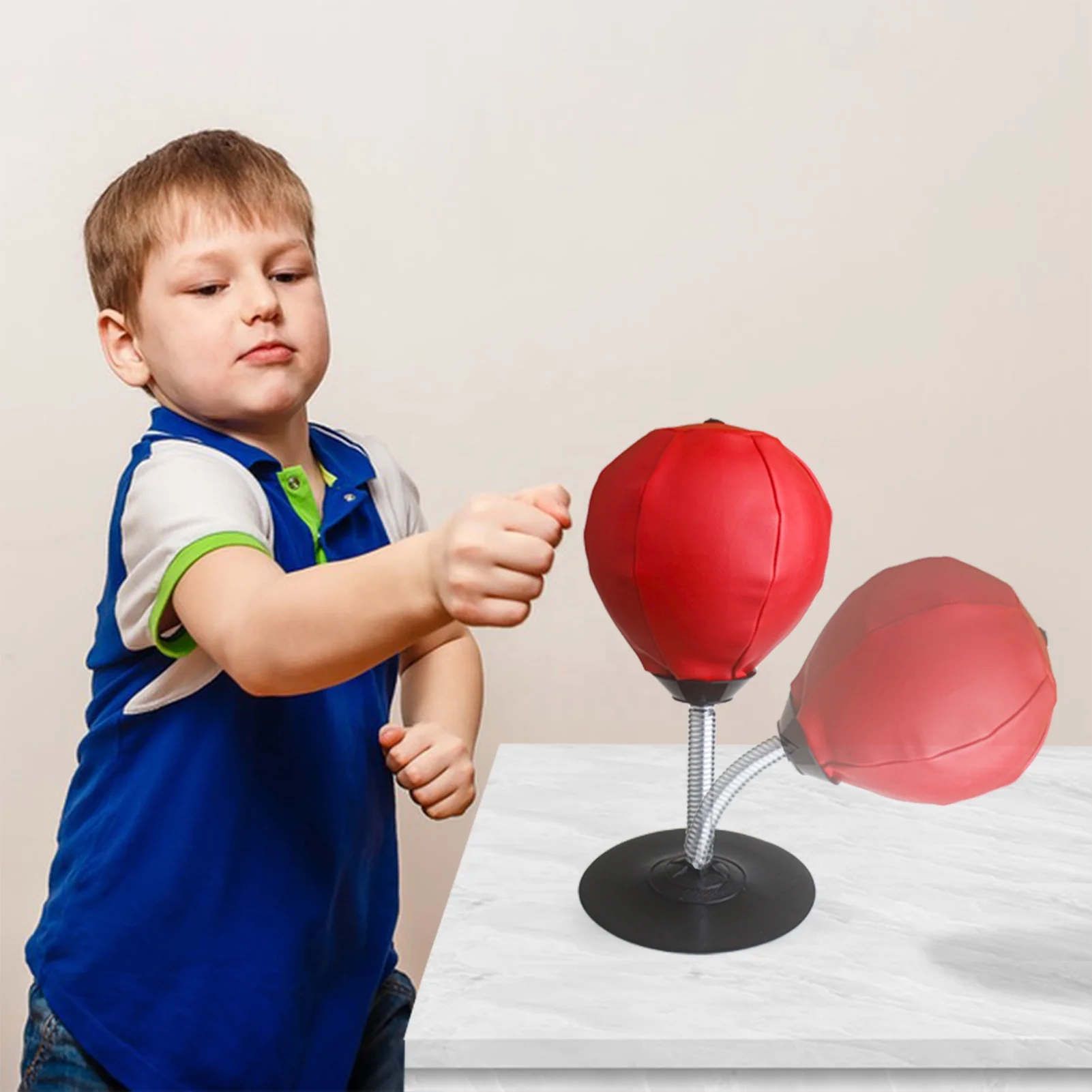 Office Stress Relief Desktop Mini Inflatable Punching Bag Table Top Boxing Punching Ball with Suction Cup Stand