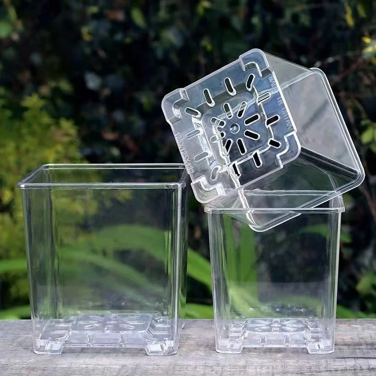 Garden Plastic Square Orchid High Transparent Flower Plant Pot