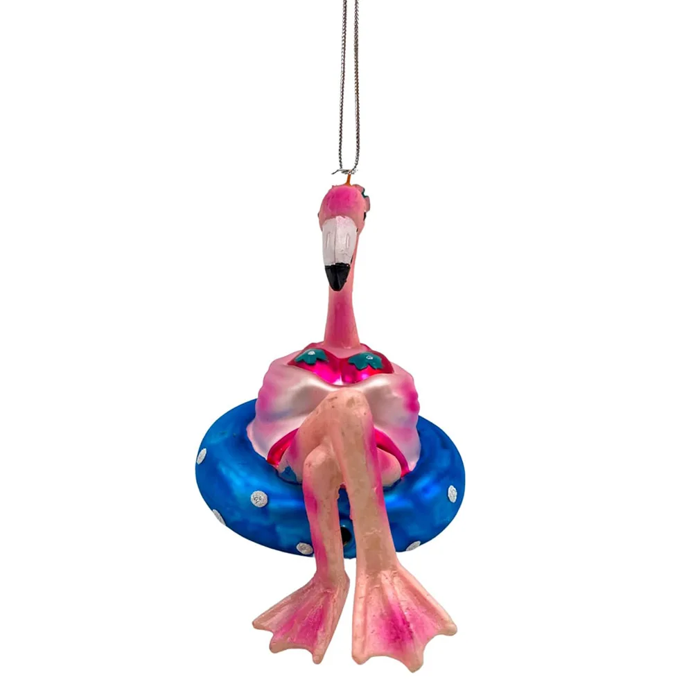 Christmas tree home Party decoration hanging hand blow painting glass flamingo ornament Eco-friendly