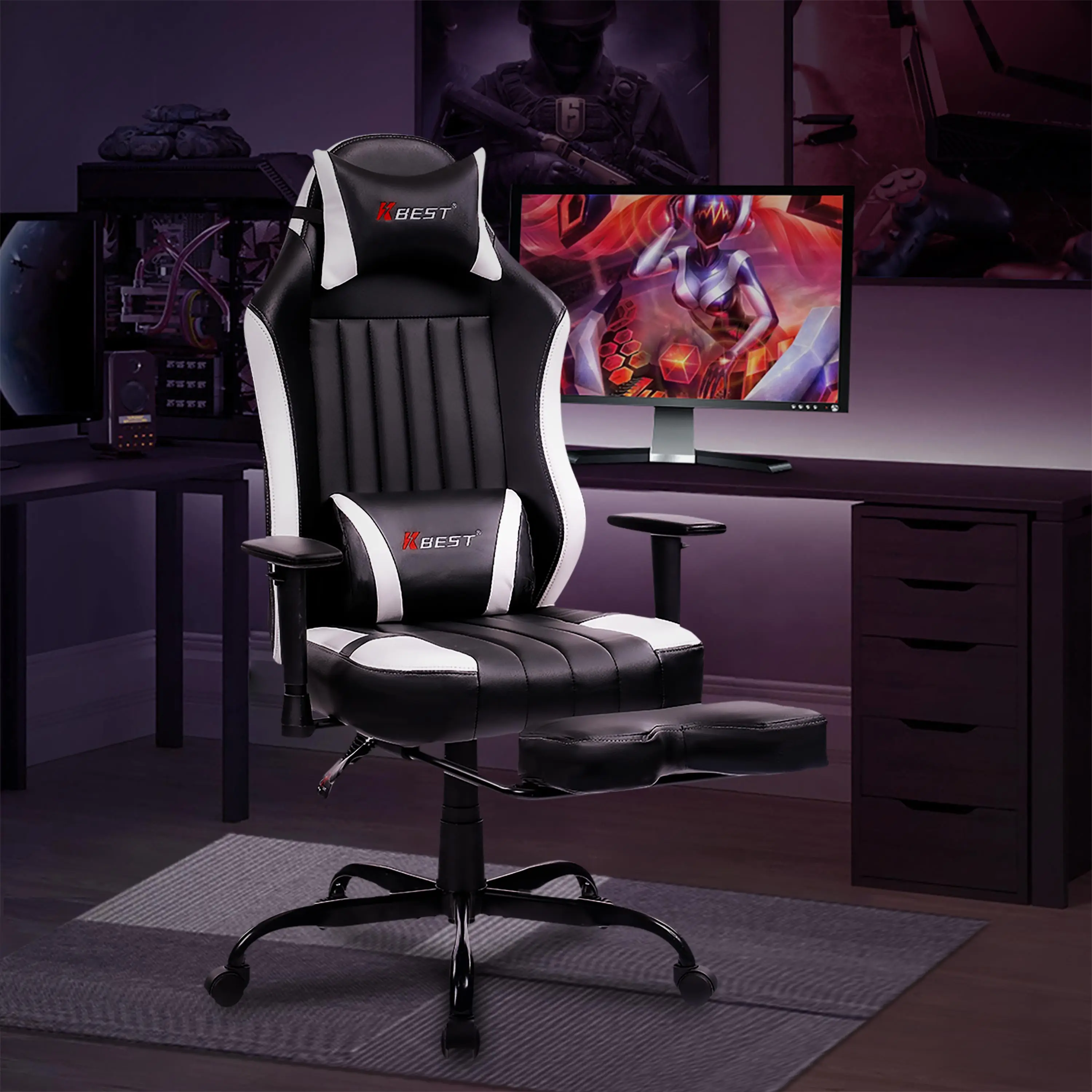 VANBOW custom logo computer chair ergonomic high back massage gaming recliner