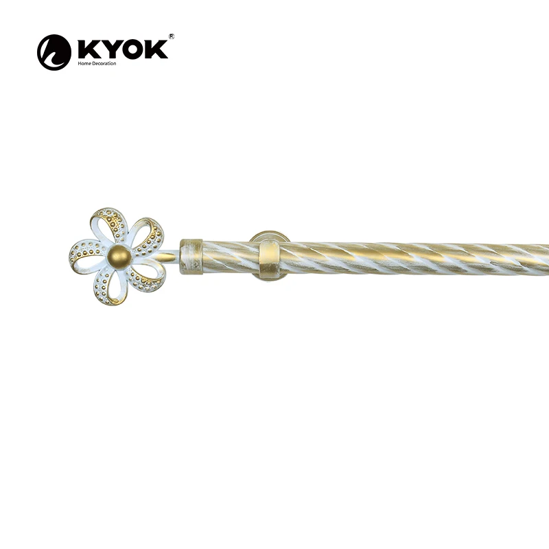 Manufacturer Curtain Pipe Metal Flower Shaped Decorative Finials anti Brass Curtain Rod Bracket For Wholesale